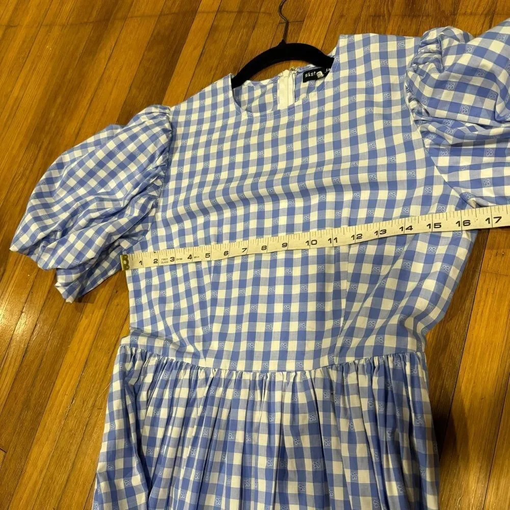 Sister Jane Giggle Plaid Gingham Puff Sleeved midi Dress (collar not included) - Picture 10 of 11